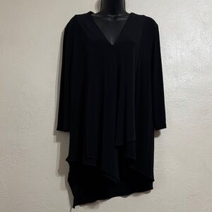 Joseph Ribkoff Black Draped V-Neck Blouse